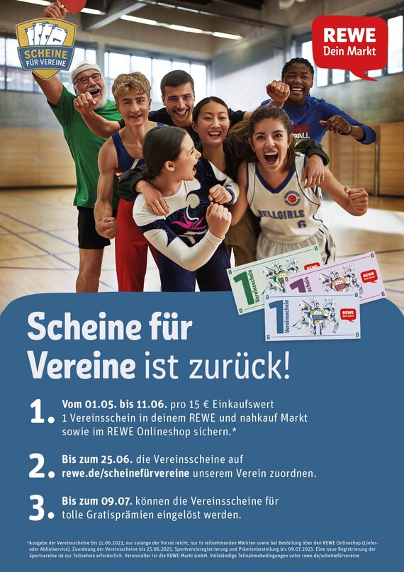 Die REWE-Aktion „Scheine für Vereine“ läuft – und wir sind dabei!